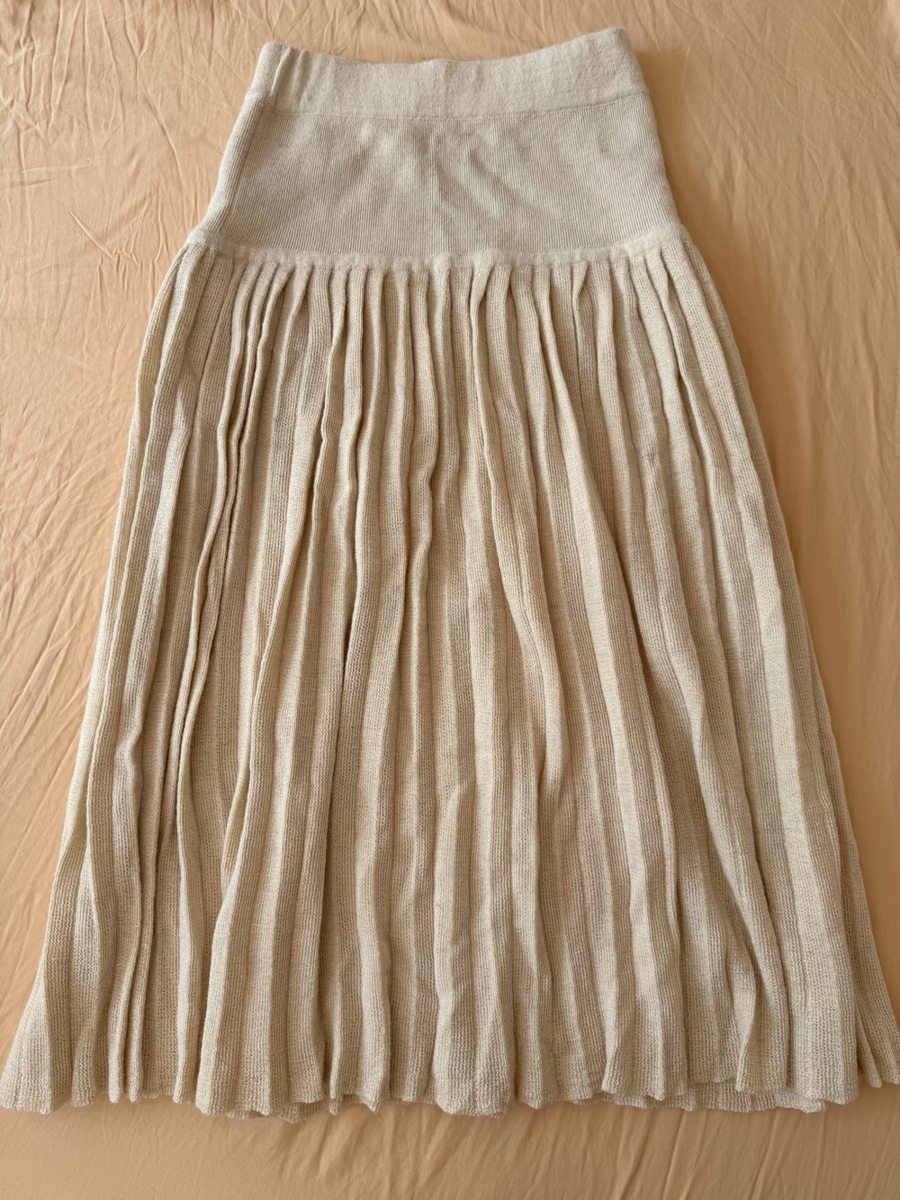 Eleven Six Lea Skirt Ivory Alpaca Knit Pleated Midi Skirt XS/S